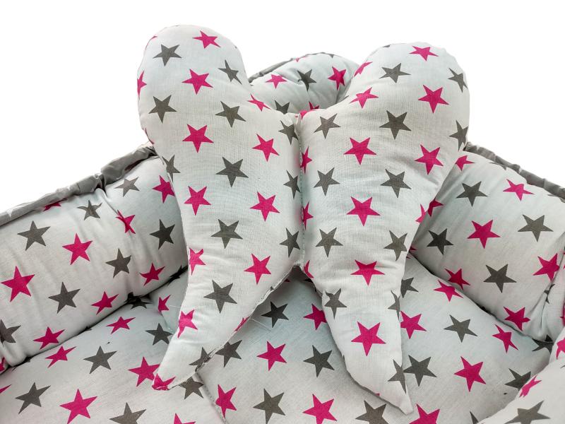 Baby Nest 2 Piese MyKids Stars Grey Pink